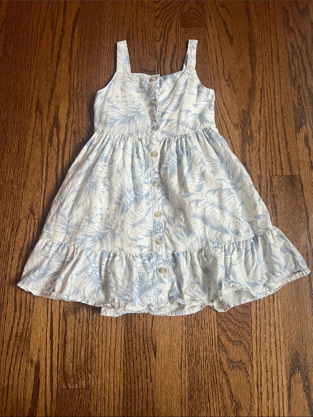 Light Blue Floral Button-Front Girls' Sundress